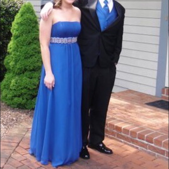 Royal Blue Strapless Prom Dress - Picture 1 of 6